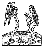 Eva y la serpiente. De Spiegel menschlicher Behaltnis. Espira, Peter Drach (alrededor de 1480)