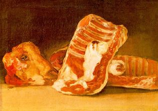 Francisco de Goya: Naturaleza muerta con cabeza de oveja