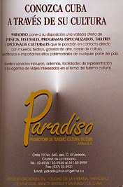 Paradiso, promotora de turismo cultural de Cuba, Artex S.A.