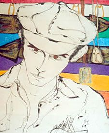 Yonny Ibez: Retrato de Antonio Lpez Romero, 1975 (crayola y tinta china)