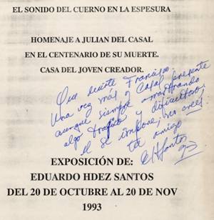presentación con autógrafo de la exposición "El sonido del cuerno en la espesura," de Eduardo Hernández